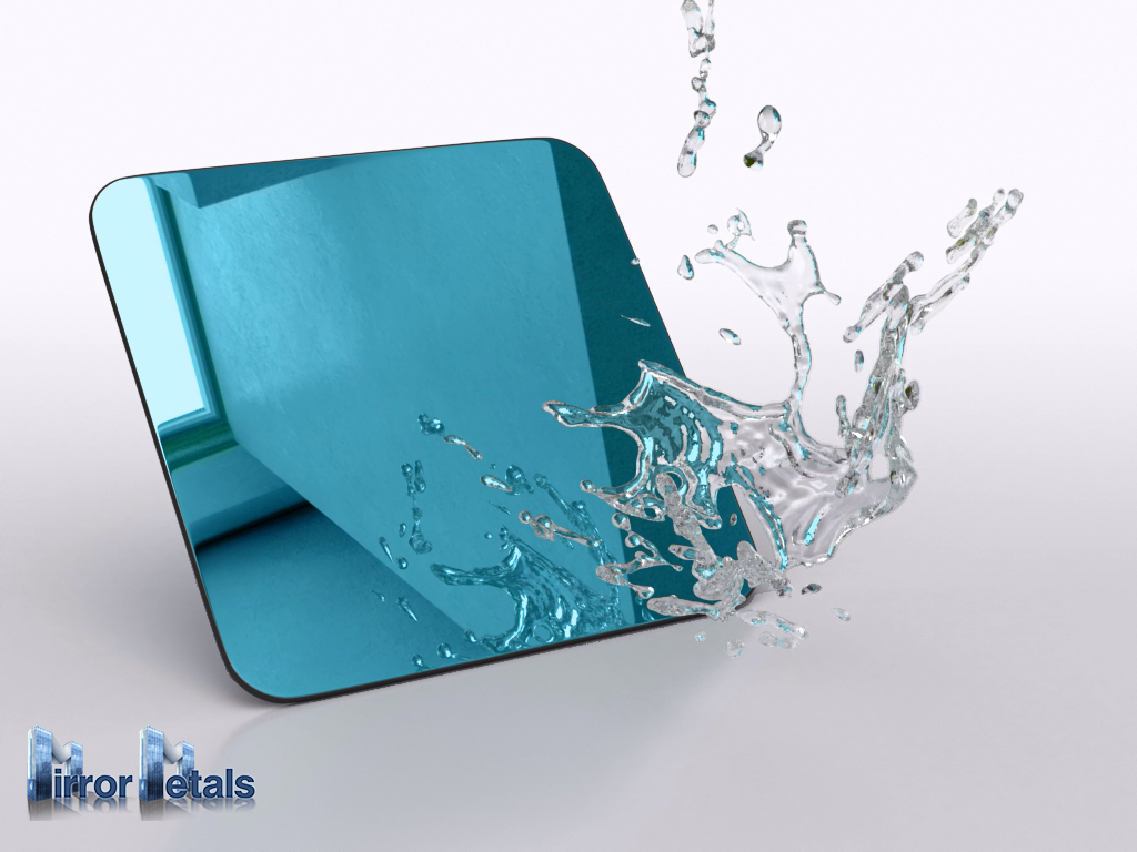 PVD or color stainless steel metal finishes from Mirror Metals in blue / aqua