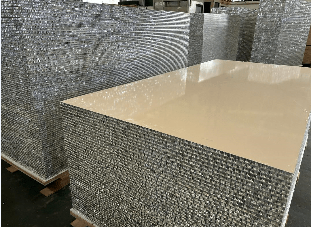 Stacks of aluminum honeycomb