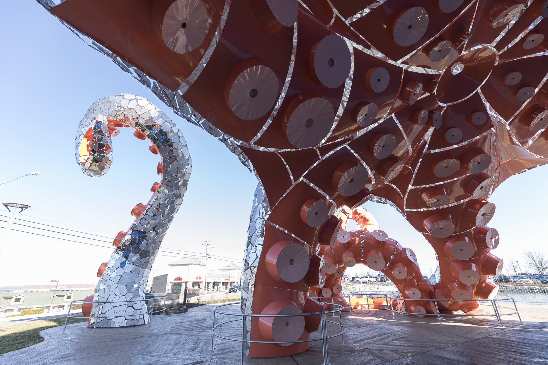 Mirror Metals Products used in sculpture and art applications as a giant octopus